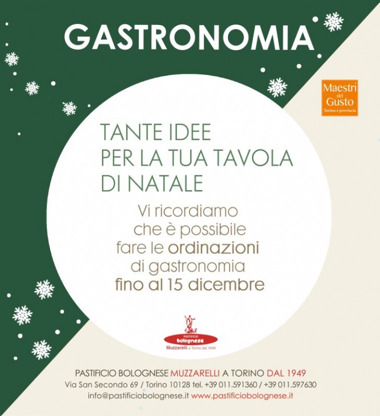 Prendiamo le ordinazioni di gastronomia fino al 15 dicembre 2022.