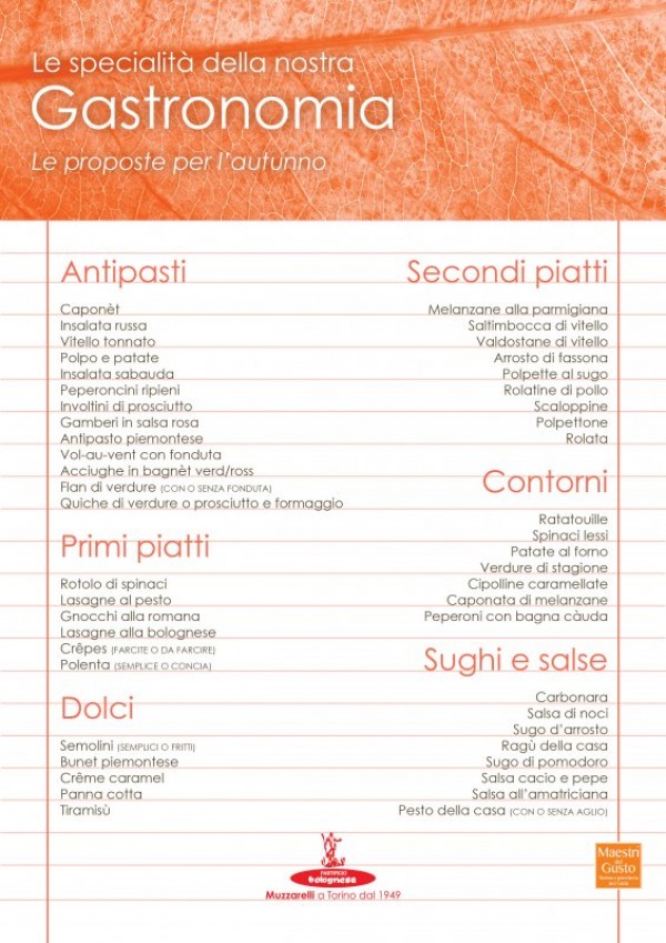 Le specialità autunnali della Gastronomia