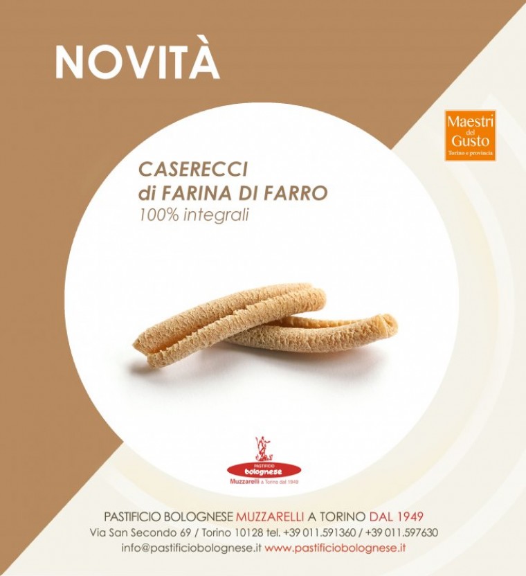Novità 2023. Caserecci di farina di farro, 100% integrali
