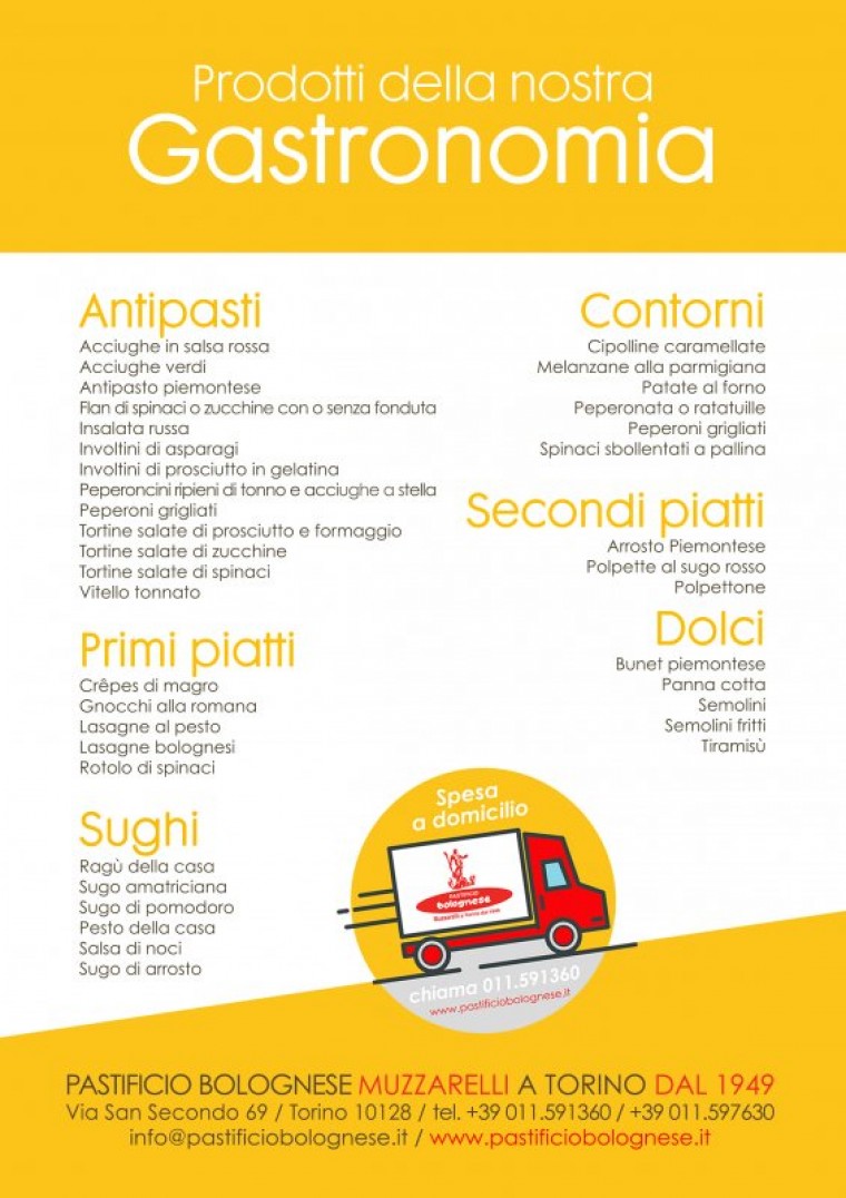 Consegne a domicilio pasta fresca, gastronomia, sughi....e tanto altro a Torino
