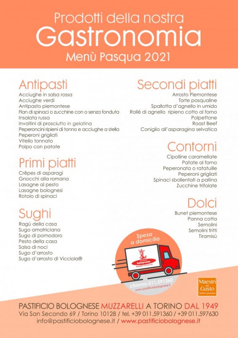 Menù gastronomia Pasqua 2021