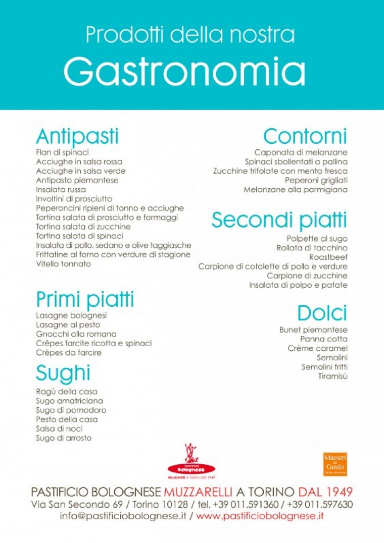 La gastronomia del Pastificio Bolognese.