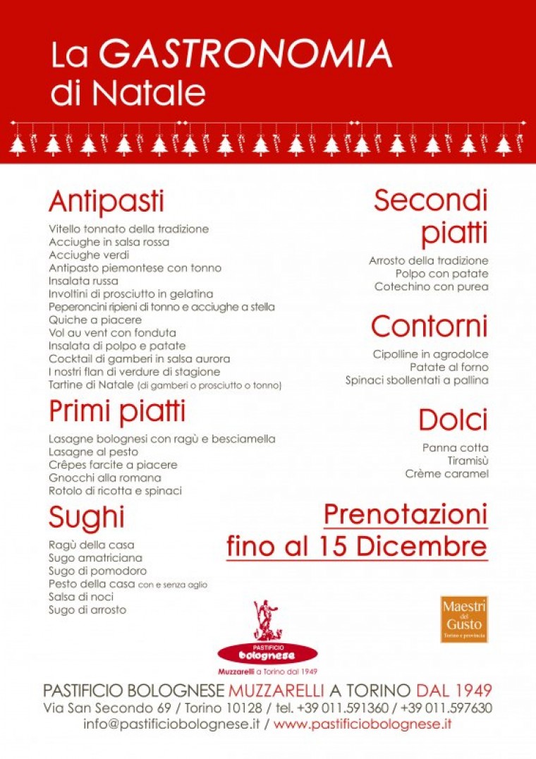 Natale 2022, la gastronomia del Pastificio Bolognese Muzzarelli dal 1949.