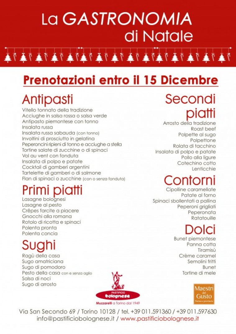 La nostra gastronomia di Natale. Ordinazioni entro il 15 dicembre