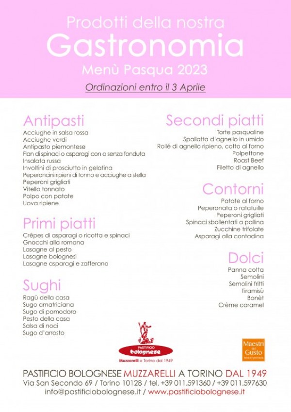La nostra gastronomia, Pasqua 2023.