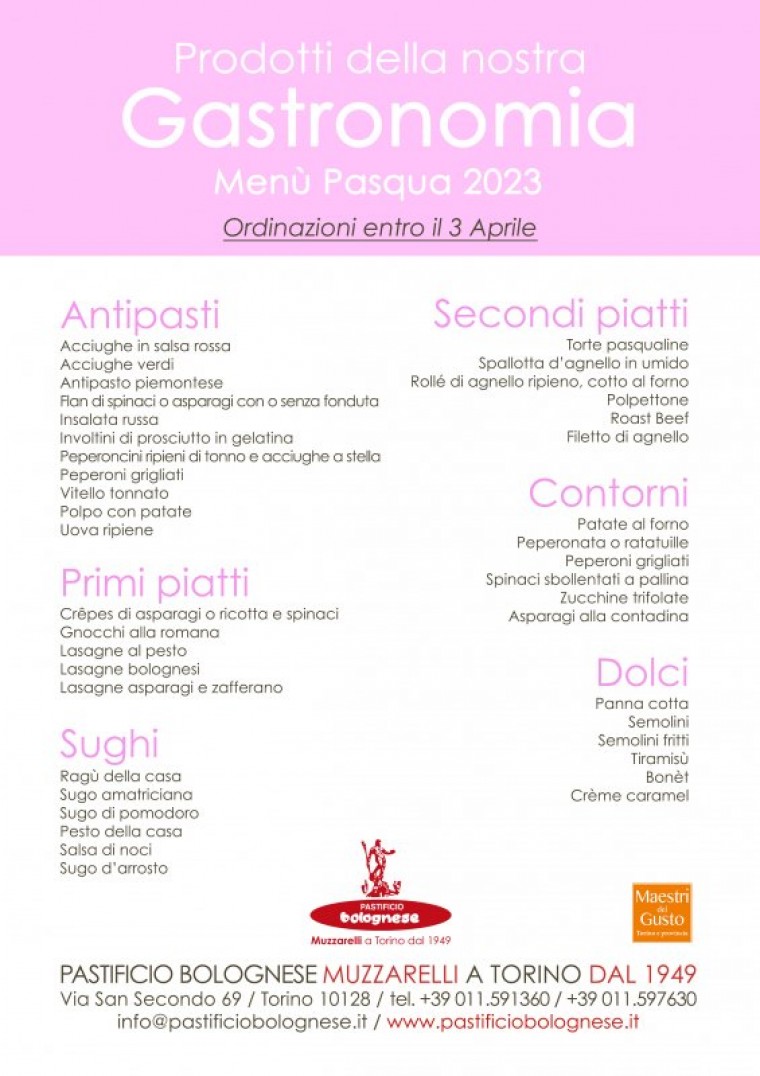 La nostra gastronomia, Pasqua 2023.