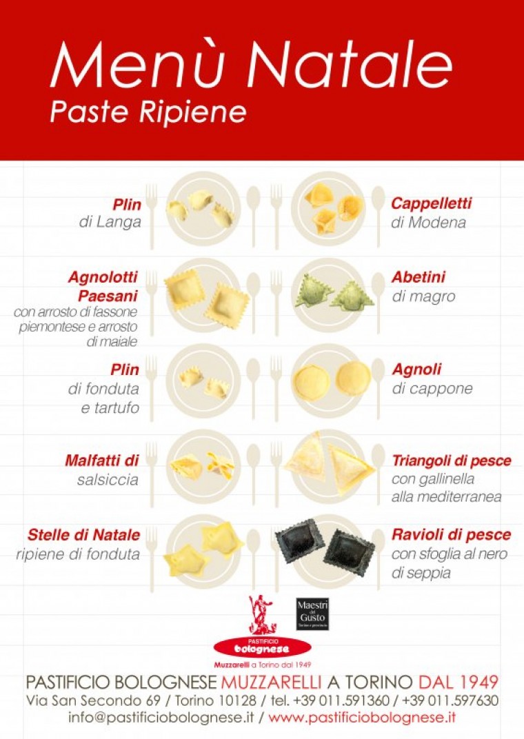 Menù di Natale paste fresche ripiene 
