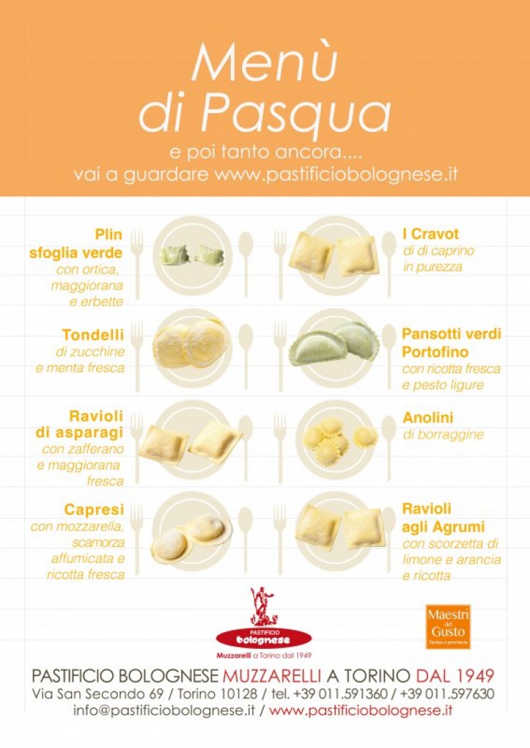 Menù paste fresche specialità pasqua 2024.