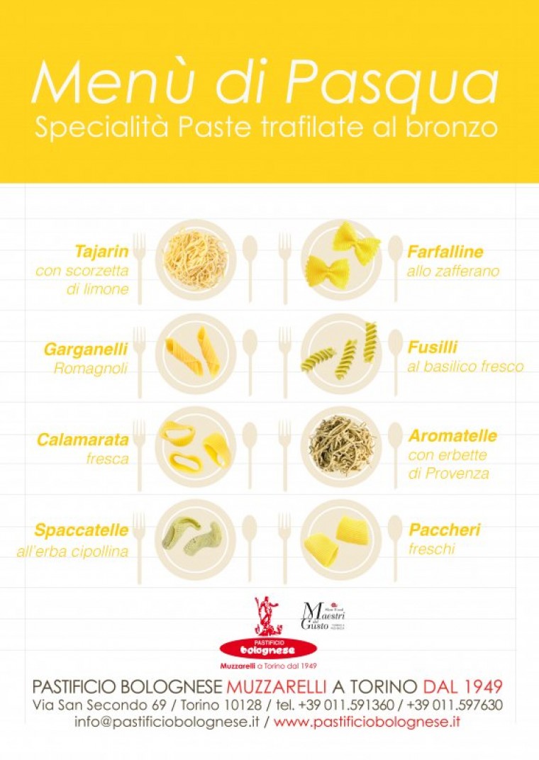 Menù di Pasqua 2018 . Paste corte trafilate a bronzo