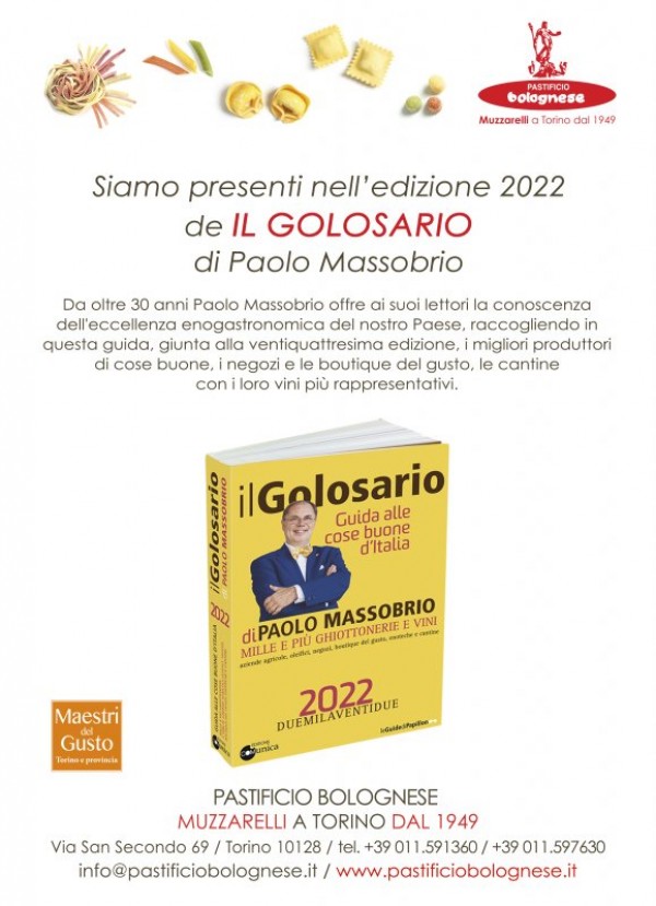 Il Pastificio Bolognese, Muzzarelli a Torino dal 1949 è presente nell'edizione 2022 de IL GLOSSARIO di Paolo Massobrio.