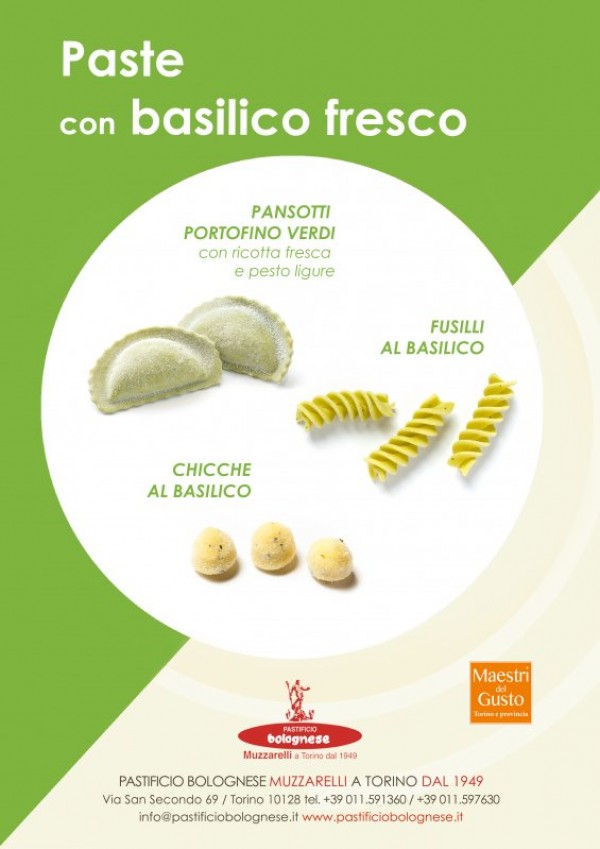 Paste fresche con basilico.